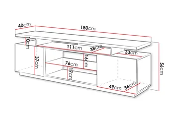 Ceasar TV-benk 180 cm - Svart - Møbler - Mediamøbel & tv møbel - TV-benk & mediabenk