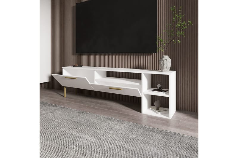 Chaclla TV-benk 150 cm - Hvit/Gull - Møbler - Mediamøbel & tv møbel - TV-benk & mediabenk