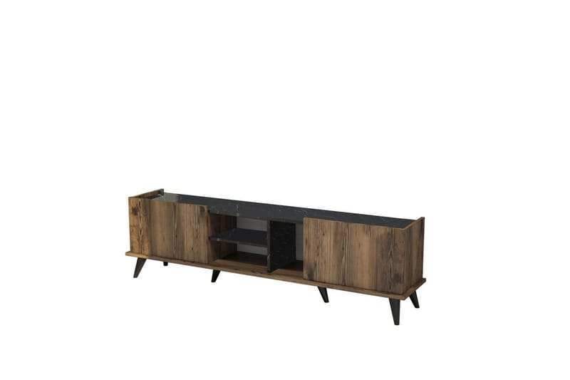 Challur TV-benk 180 cm, Valnøtt/Sort