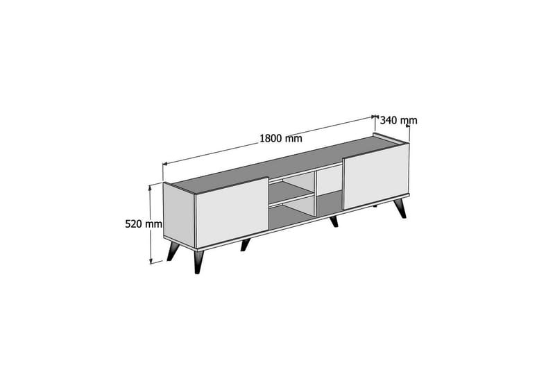 Challur TV-benk 180 cm - Valnøtt/Sort - Møbler - Mediamøbel & tv møbel - TV-benk & mediabenk
