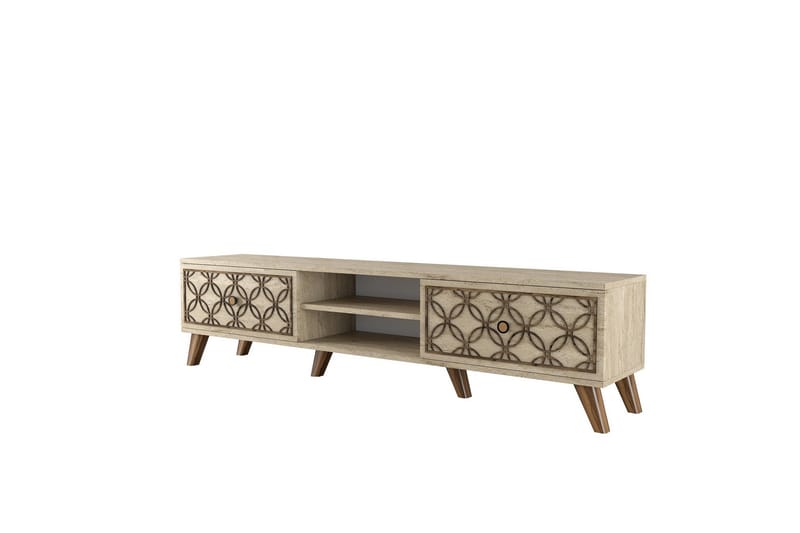 Chass Gulvstående TV-benk 180 cm med Oppbevaring i Lyst Tre, Beige