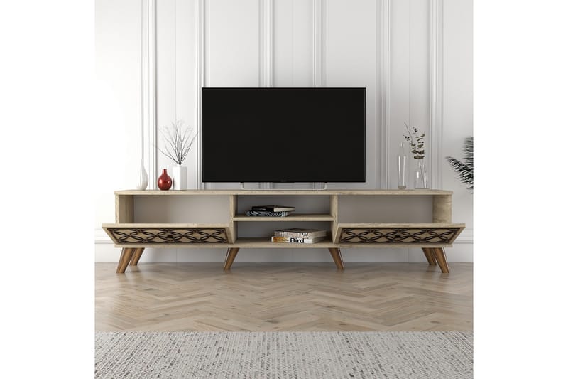 Chass Gulvstående TV-benk 180 cm med Oppbevaring i Lyst Tre - Beige - Møbler - Mediamøbel & tv møbel - TV-benk & mediabenk
