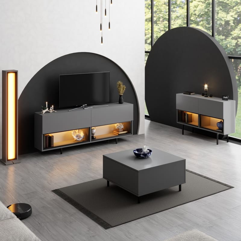 Cielieucel TV-benk 180 cm - Antrasitt - Møbler - Mediamøbel & tv møbel - Mediestativ & veggfeste