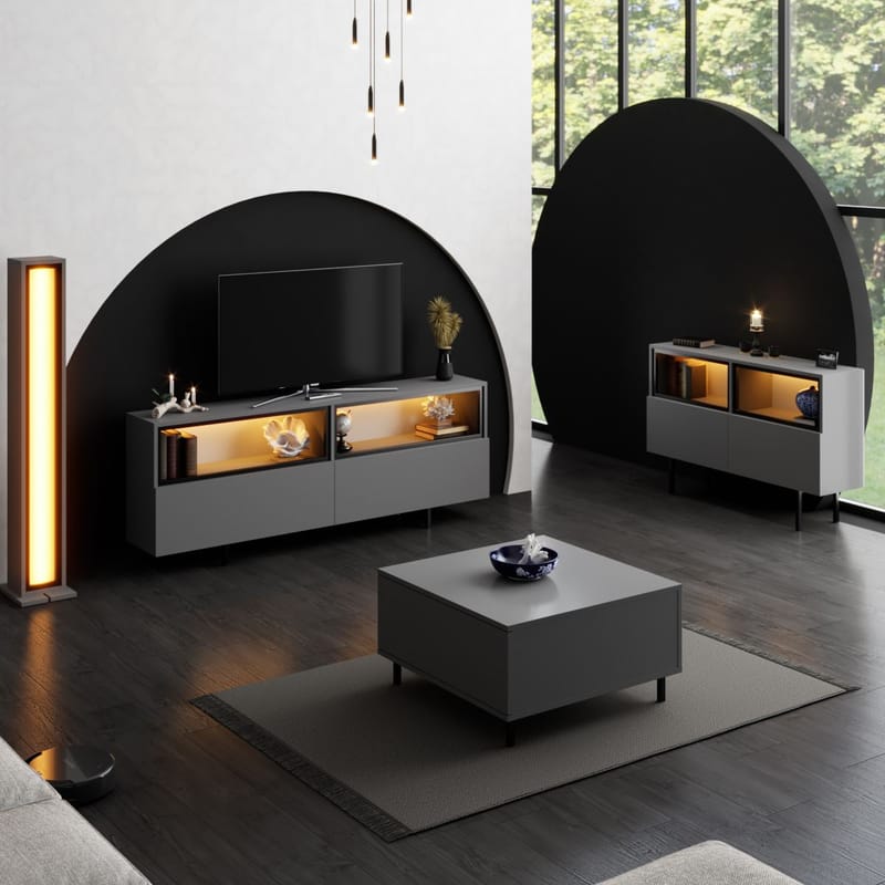 Cielieucel TV-benk 180 cm - Antrasitt - Møbler - Mediamøbel & tv møbel - Mediestativ & veggfeste