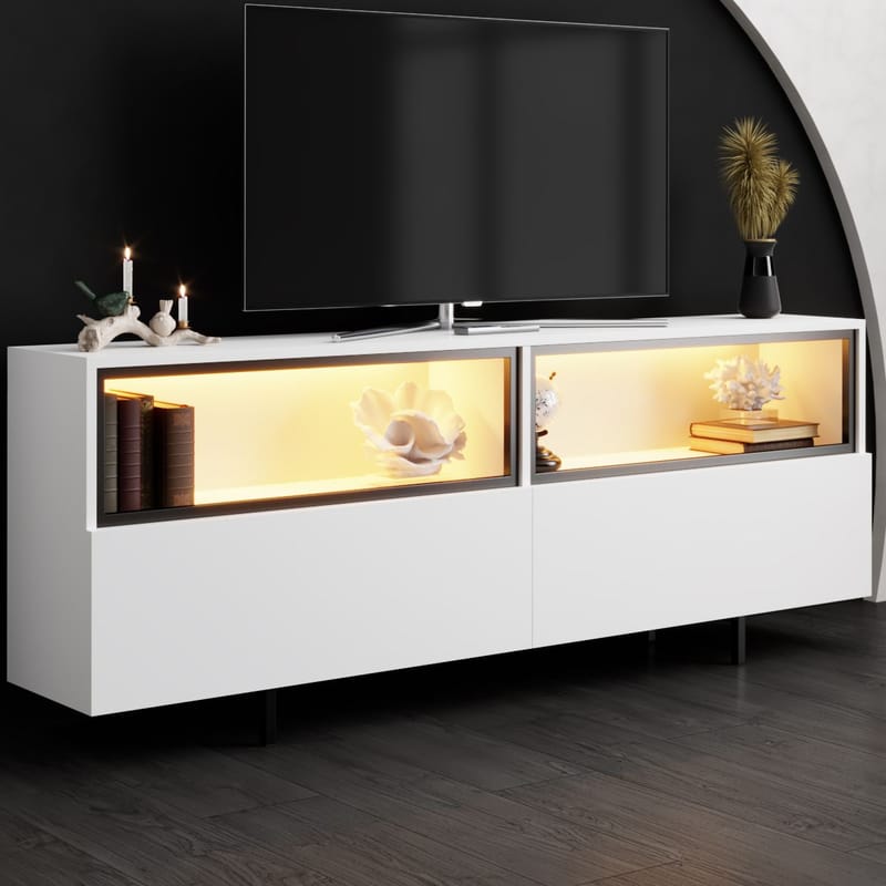 Cielieucel TV-benk 180 cm - Hvit - Møbler - Mediamøbel & tv møbel - Mediestativ & veggfeste