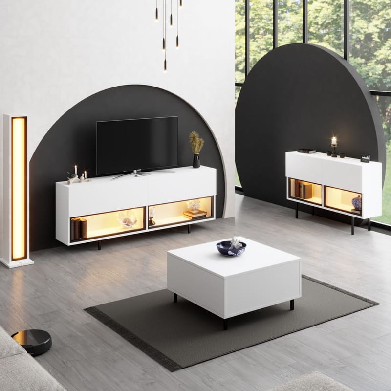 Cielieucel TV-benk 180 cm - Hvit - Møbler - Mediamøbel & tv møbel - Mediestativ & veggfeste