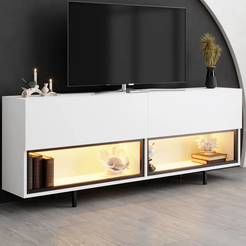 Cielieucel TV-benk 180 cm - Hvit - Møbler - Mediamøbel & tv møbel - Mediestativ & veggfeste