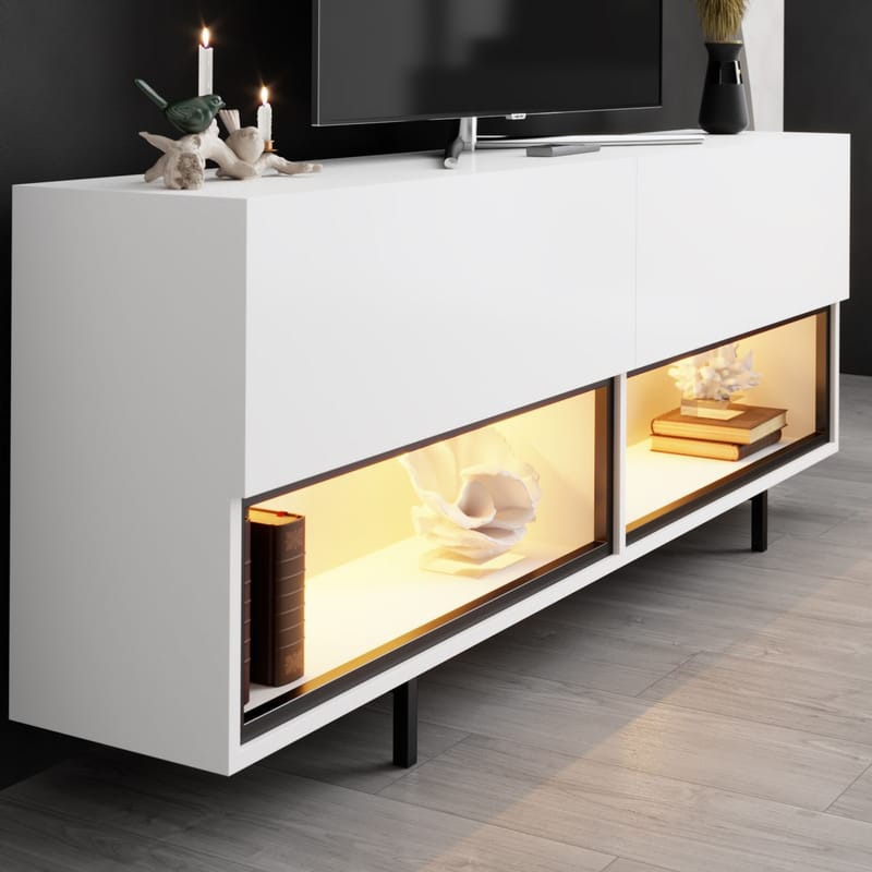 Cielieucel TV-benk 180 cm - Hvit - Møbler - Mediamøbel & tv møbel - Mediestativ & veggfeste