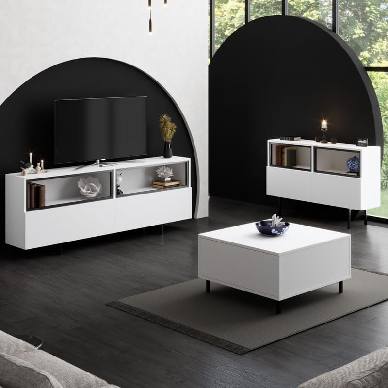 Cielieucel TV-benk 180 cm - Hvit - Møbler - Mediamøbel & tv møbel - Mediestativ & veggfeste