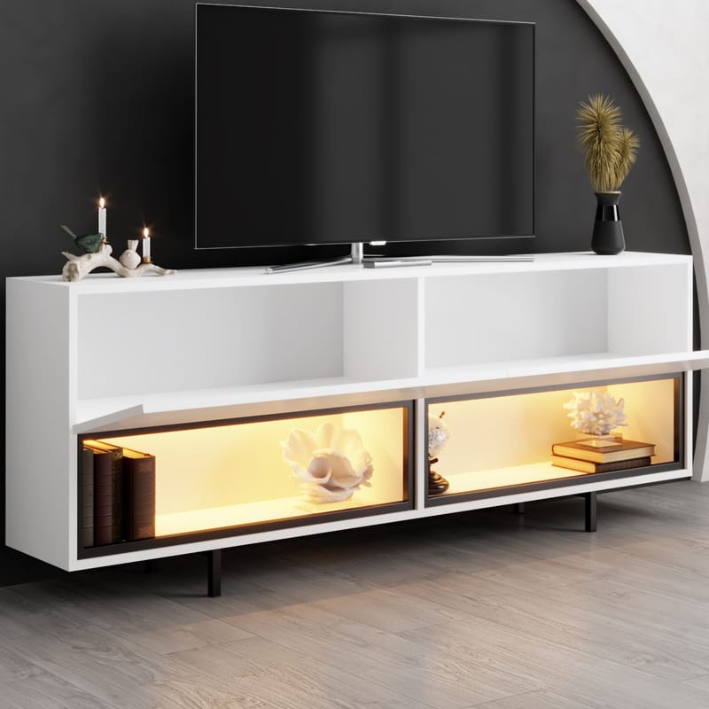 Cielieucel TV-benk 180 cm - Hvit - Møbler - Mediamøbel & tv møbel - Mediestativ & veggfeste