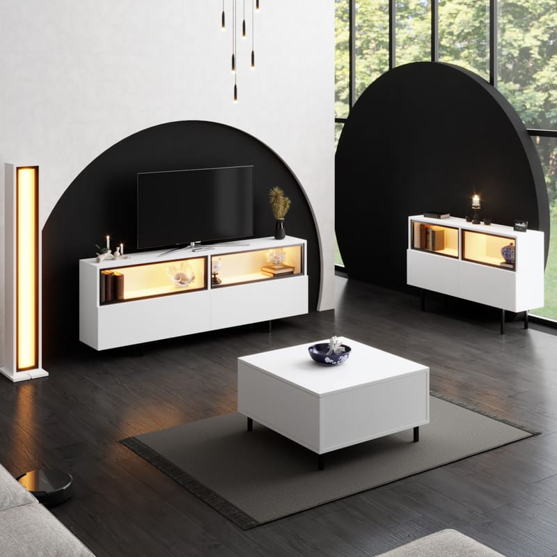 Cielieucel TV-benk 180 cm - Hvit - Møbler - Mediamøbel & tv møbel - Mediestativ & veggfeste