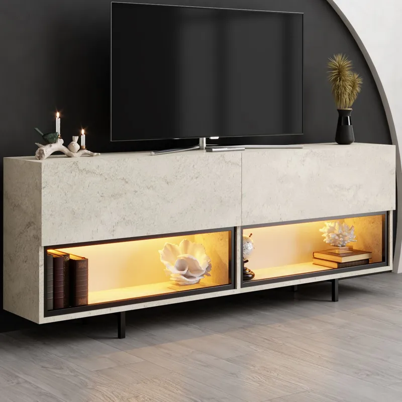 Cielieucel TV-benk 180 cm - Travertin - Møbler - Mediamøbel & tv møbel - Mediestativ & veggfeste