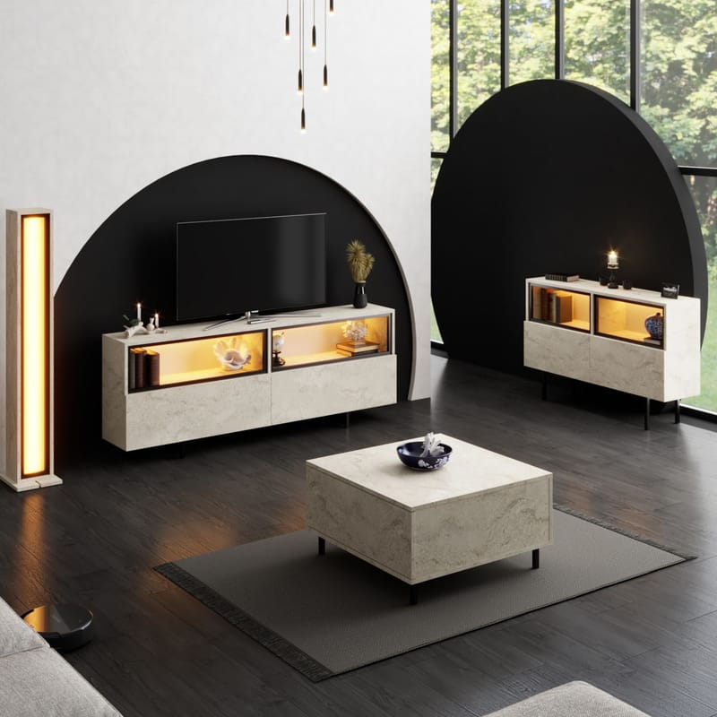 Cielieucel TV-benk 180 cm - Travertin - Møbler - Mediamøbel & tv møbel - Mediestativ & veggfeste