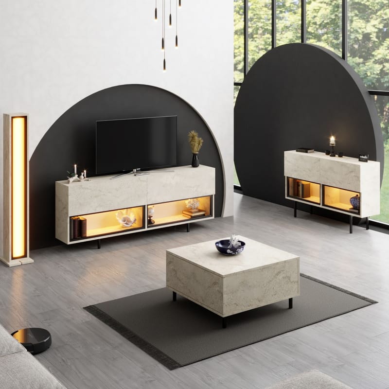 Cielieucel TV-benk 180 cm - Travertin - Møbler - Mediamøbel & tv møbel - Mediestativ & veggfeste