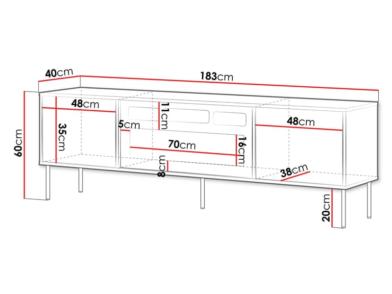 Claven TV-benk 183 cm - brun - Møbler - Mediamøbel & tv møbel - TV-benk & mediabenk