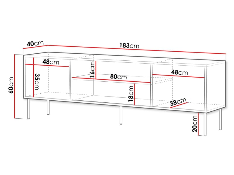 Claven TV-benk 183 cm - brun - Møbler - Mediamøbel & tv møbel - TV-benk & mediabenk