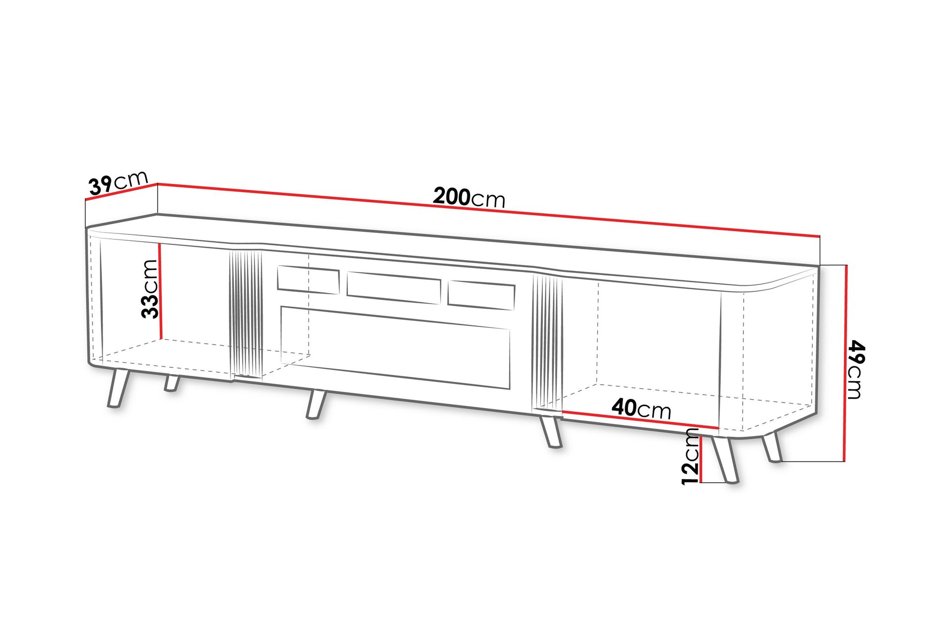 Clement TV-benk 200 cm - Svart - Møbler - Mediamøbel & tv møbel - TV-benk & mediabenk