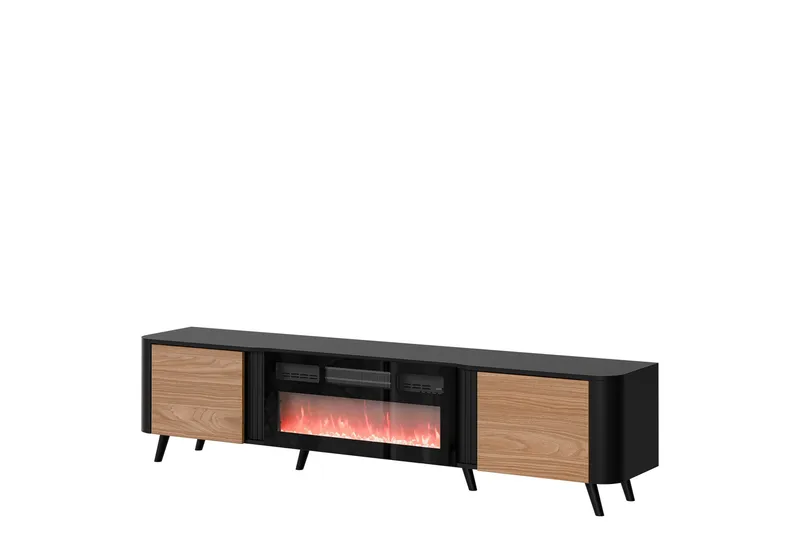 Clement TV-benk 200 cm, Svart/Brun