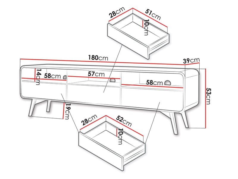 Corvan TV-benk 180 cm - Møbler - Mediamøbel & tv møbel - TV-skap
