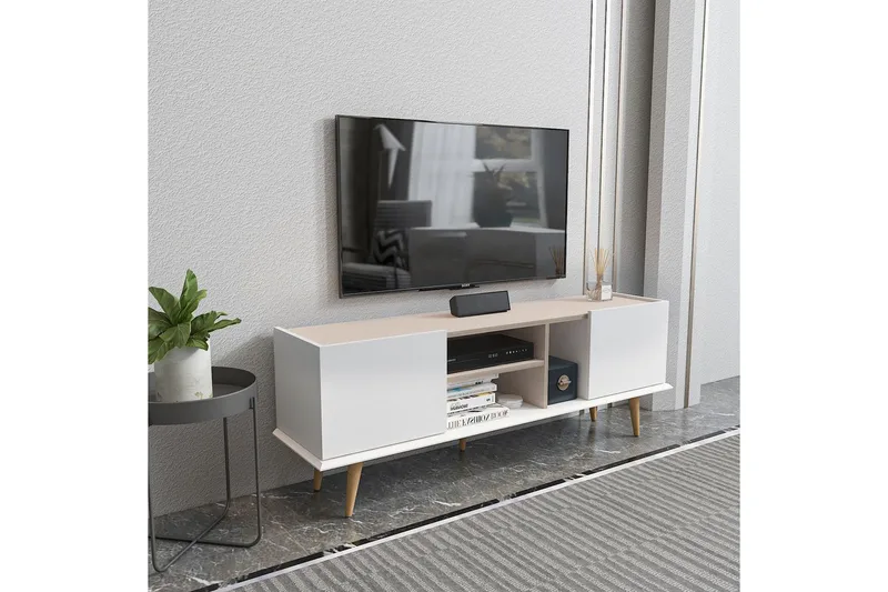 Corvo TV-benk 154,4 cm - Hvit/Beige - Møbler - Mediamøbel & tv møbel - TV-benk & mediabenk