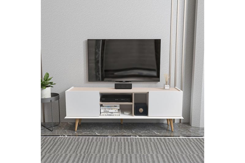 Corvo TV-benk 154,4 cm - Hvit/Beige - Møbler - Mediamøbel & tv møbel - TV-benk & mediabenk