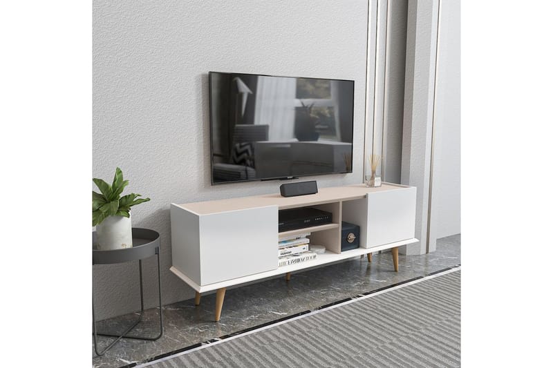 Corvo TV-benk 154,4 cm - Hvit/Beige - Møbler - Mediamøbel & tv møbel - TV-benk & mediabenk