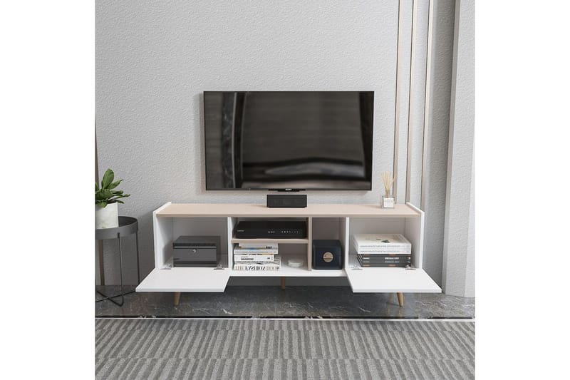 Corvo TV-benk 154,4 cm - Hvit/Beige - Møbler - Mediamøbel & tv møbel - TV-benk & mediabenk
