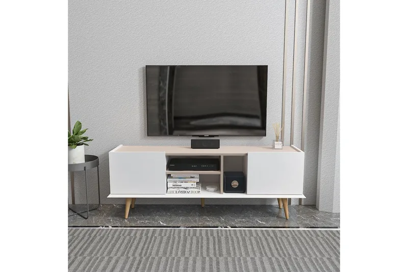 Corvo TV-benk 154,4 cm - Hvit/Beige - Møbler - Mediamøbel & tv møbel - TV-benk & mediabenk