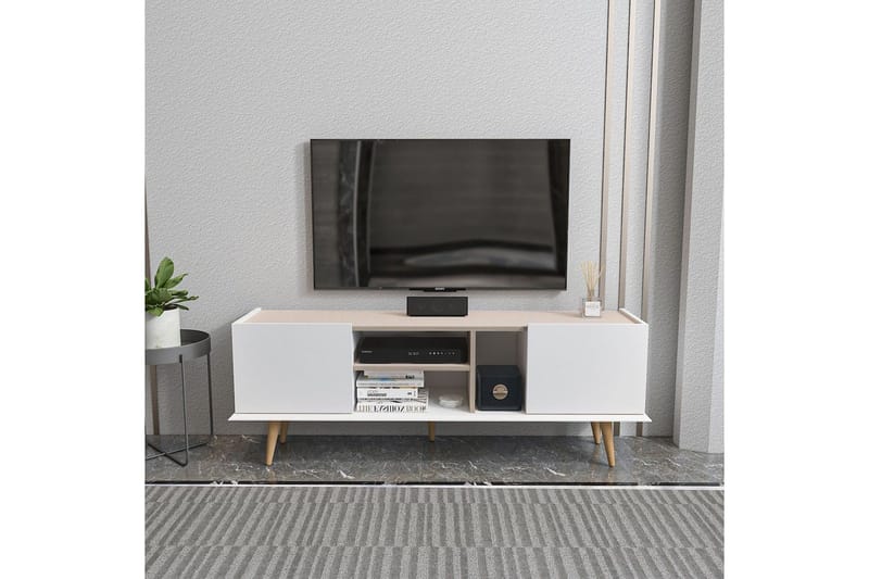 Corvo TV-benk 154,4 cm - Hvit/Beige - Møbler - Mediamøbel & tv møbel - TV-benk & mediabenk