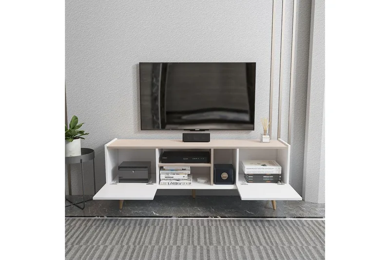 Corvo TV-benk 154,4 cm - Hvit/Beige - Møbler - Mediamøbel & tv møbel - TV-benk & mediabenk