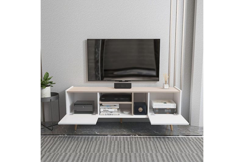 Corvo TV-benk 154,4 cm - Hvit/Beige - Møbler - Mediamøbel & tv møbel - TV-benk & mediabenk