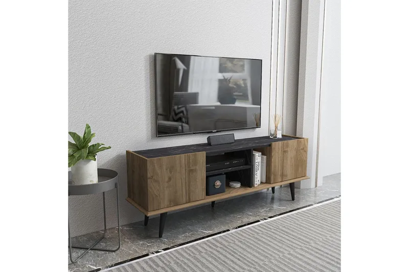 Corvo TV-benk 154,4 cm - Valnøtt/Sort - Møbler - Mediamøbel & tv møbel - TV-benk & mediabenk