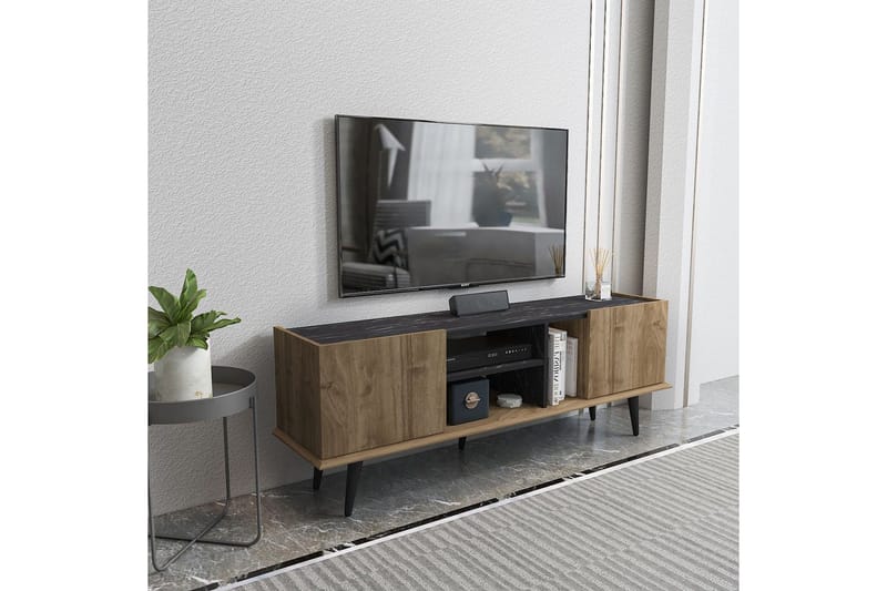 Corvo TV-benk 154,4 cm - Valnøtt/Sort - Møbler - Mediamøbel & tv møbel - TV-benk & mediabenk