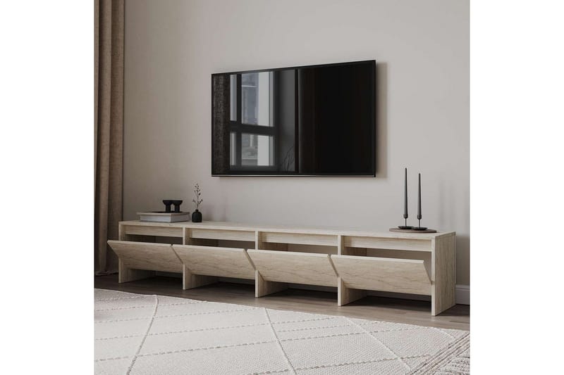Crala Gulvstående TV-benk 180 cm med Oppbevaring i Tre - Beige - Møbler - Mediamøbel & tv møbel - TV-benk & mediabenk