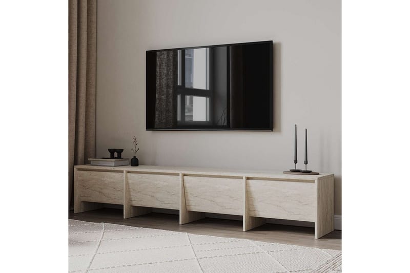 Crala Gulvstående TV-benk 180 cm med Oppbevaring i Tre - Beige - Møbler - Mediamøbel & tv møbel - TV-benk & mediabenk