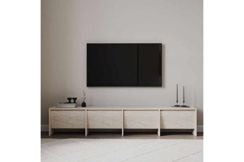 Crala Gulvstående TV-benk 180 cm med Oppbevaring i Tre - Beige - Møbler - Mediamøbel & tv møbel - TV-benk & mediabenk