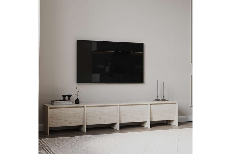 Crala Gulvstående TV-benk 180 cm med Oppbevaring i Tre - Beige - Møbler - Mediamøbel & tv møbel - TV-benk & mediabenk