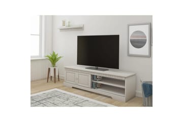 Cubrix Gulvstående TV-benk 162 cm med Oppbevaring i Furu - Hvit - Møbler - Mediamøbel & tv møbel - TV-benk & mediabenk