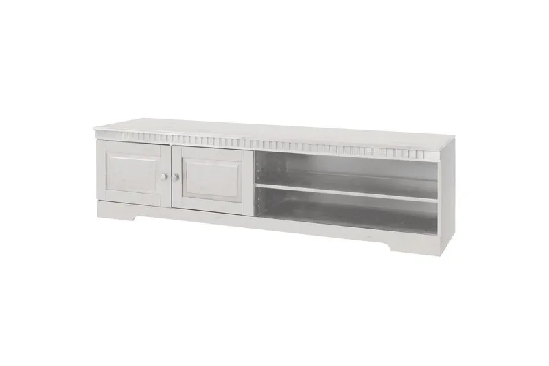 Cubrix Gulvstående TV-benk 162 cm med Oppbevaring i Furu, Hvit