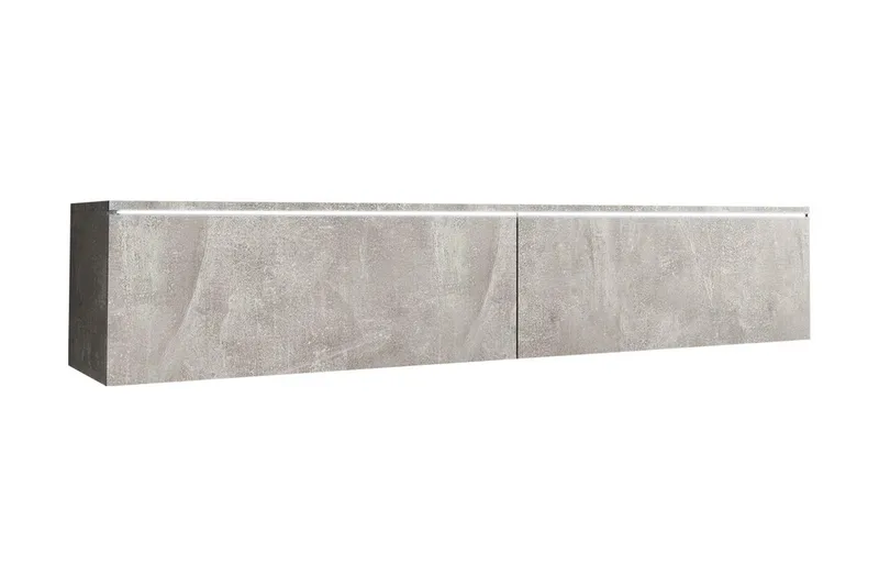 Cuguen TV-benk 140 cm LED-belysning, Grå/Hvit