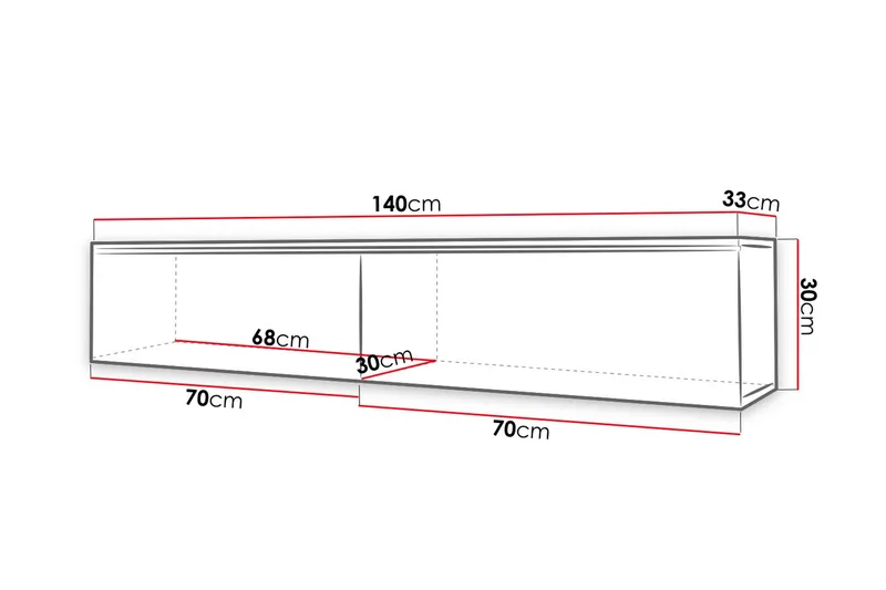Cuguen TV-benk 140 cm LED-belysning - Grå/Hvit - Møbler - Mediamøbel & tv møbel - TV-benk & mediabenk