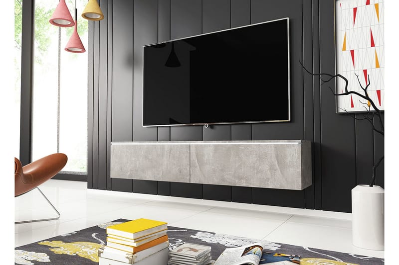 Cuguen TV-benk 140 cm LED-belysning - Grå/Hvit - Møbler - Mediamøbel & tv møbel - TV-benk & mediabenk