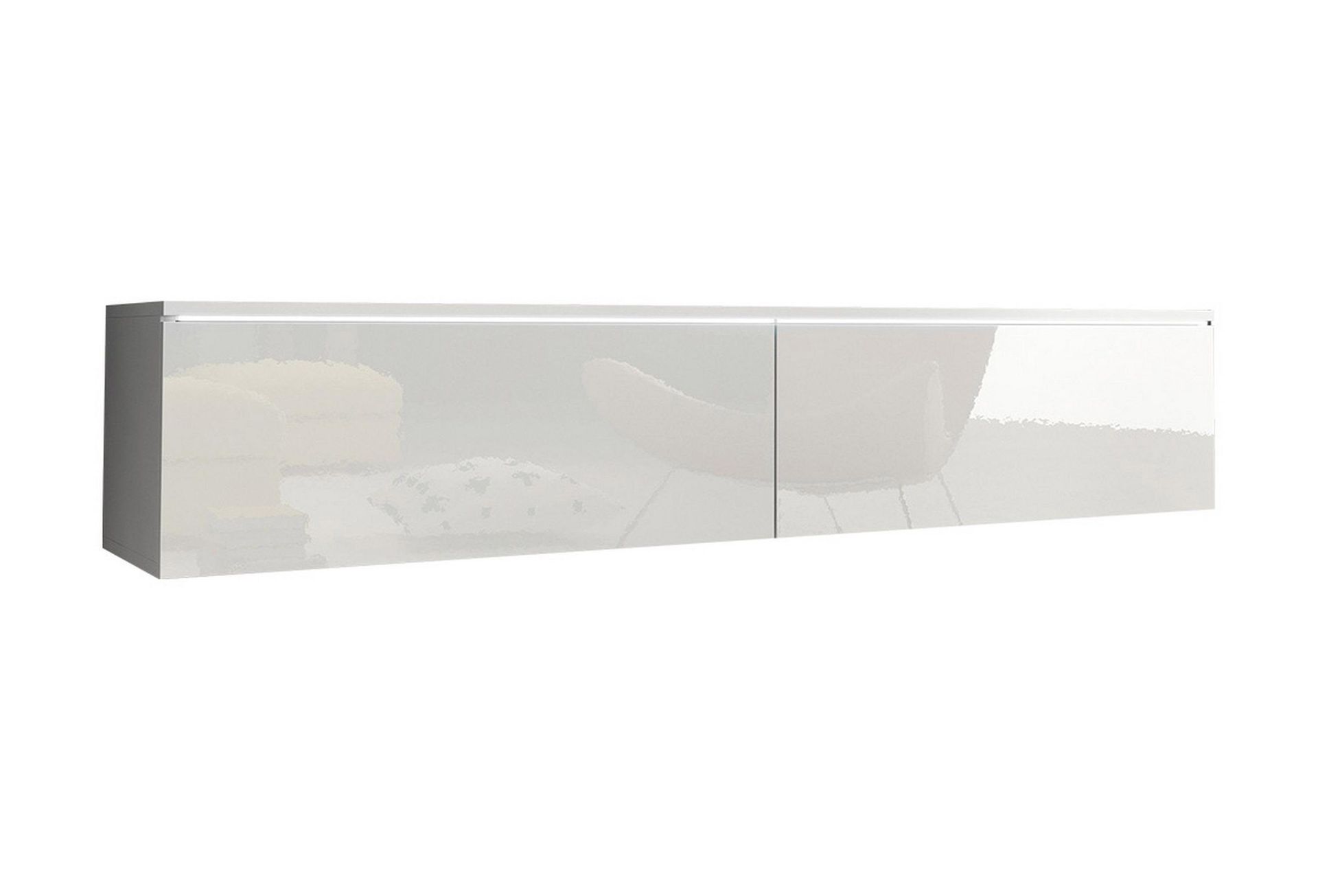 Cuguen TV-benk 140 cm LED-belysning - Hvit/Hvit LED