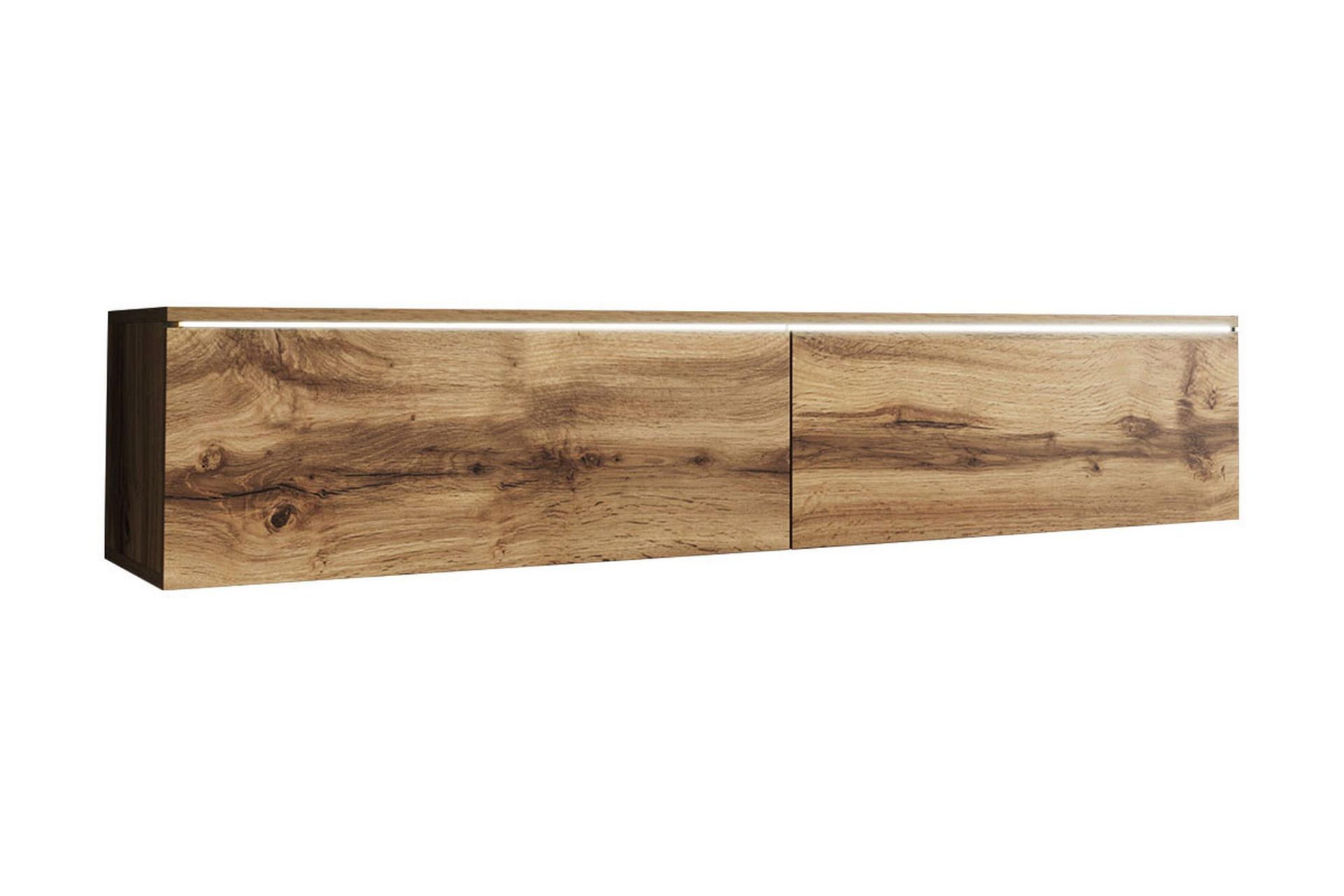 Cuguen TV-benk 140 cm LED-belysning - Tre/Natur|Hvit LED