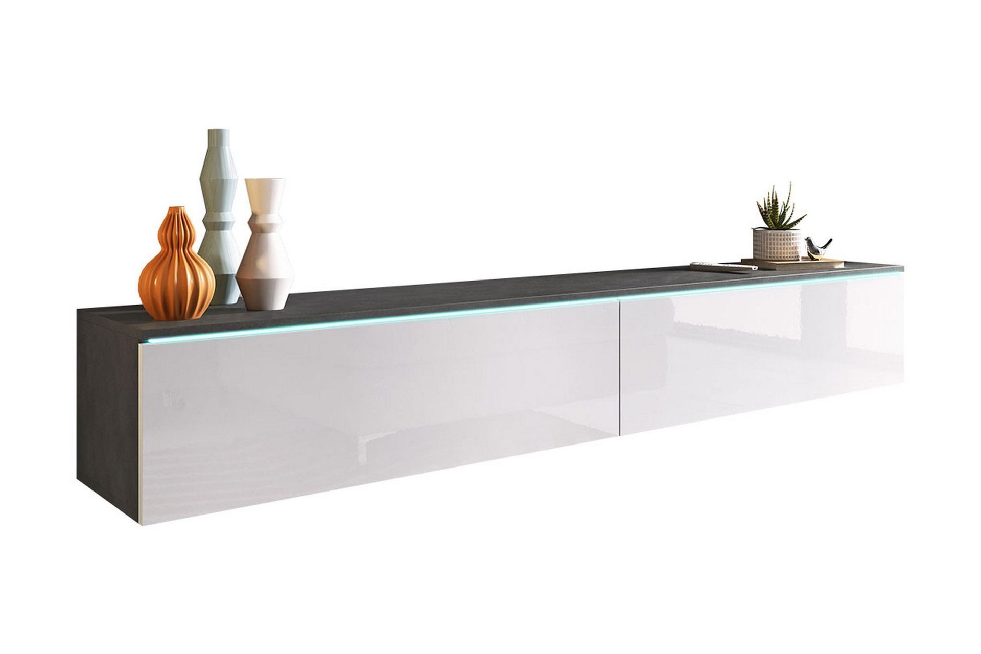 Cuguen Tv-skap 180 cm Hvit LED - Hvit