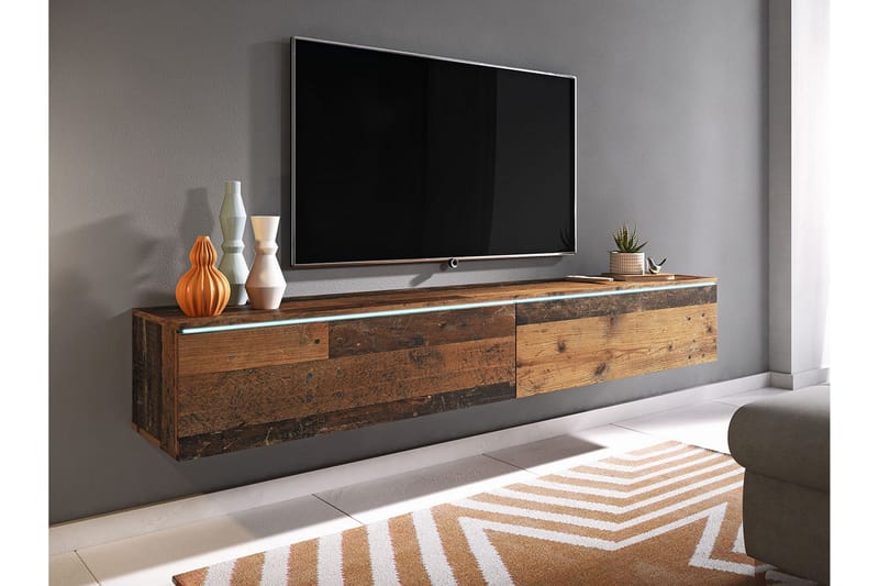 Cuguen Tv-skap 180 cm Hvit LED - Natur - Møbler - Mediamøbel & tv møbel - TV-benk & mediabenk