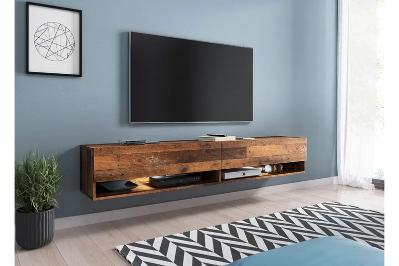 Cuguen Tv-skap 180 cm RGB LED - Natur - Møbler - Mediamøbel & tv møbel - TV-benk & mediabenk