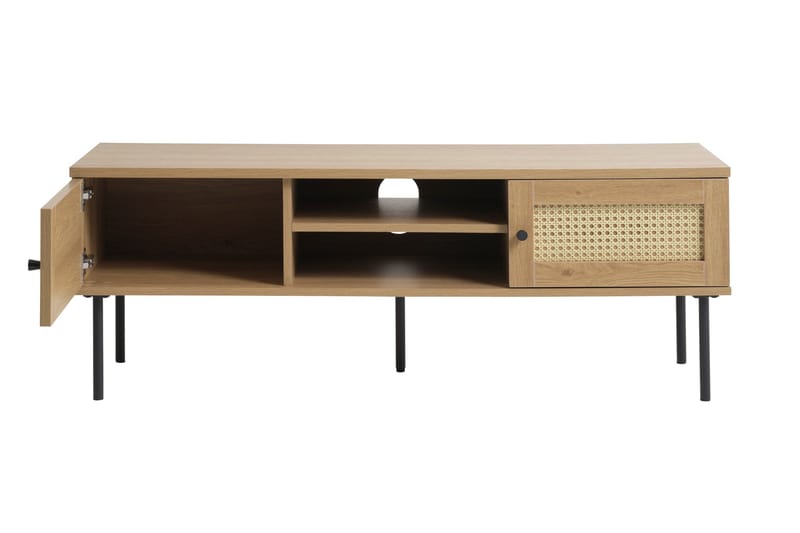 Cyndy Gulvstående TV-benk 120 cm med Oppbevaring i Lyst Tre - Beige - Møbler - Mediamøbel & tv møbel - TV-benk & mediabenk