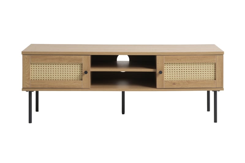Cyndy Gulvstående TV-benk 120 cm med Oppbevaring i Lyst Tre - Beige - Møbler - Mediamøbel & tv møbel - TV-benk & mediabenk