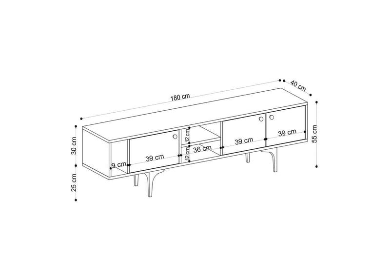Cyral TV-benk 180 cm - Eik - Møbler - Mediamøbel & tv møbel - TV-benk & mediabenk